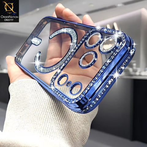 iPhone 17 Pro Max Cover - Blue - New Diamond Blingy Magsafe Clear Case