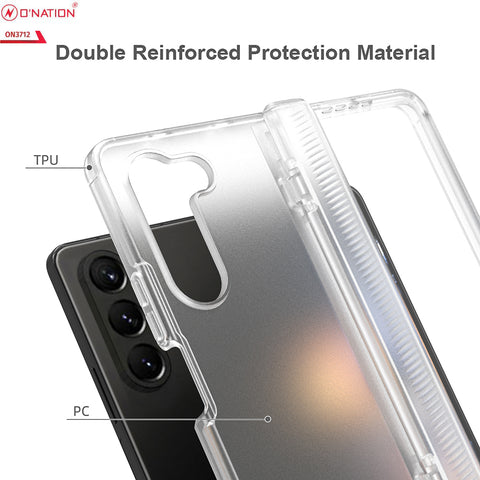 Samsung Galaxy Z Fold 5 5G Cover - White - ONation Matte Series - Premium Quality Matte Clear Case No Yellowing Back With Smart Shockproof Cushions