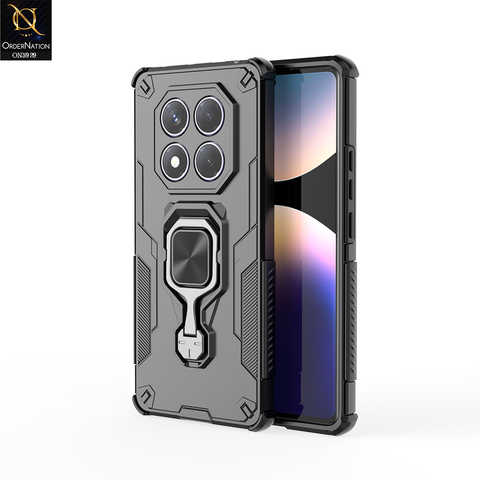 Xiaomi Redmi Note 14 Pro Plus 5G Cover - Black - New High Grade Quality Armor Case With Metal Ring And KickStand