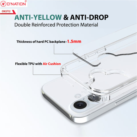 iPhone 16 Cover - Transparent - ONation Crystal Series - Premium Quality Clear Case No Yellowing Back With Smart Shockproof Cushions