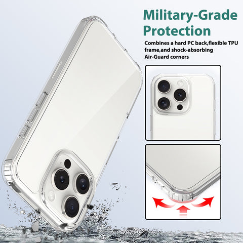 iPhone 16 Pro Cover - Transparent - ONation Crystal Series - Premium Quality Clear Case No Yellowing Back With Smart Shockproof Cushions