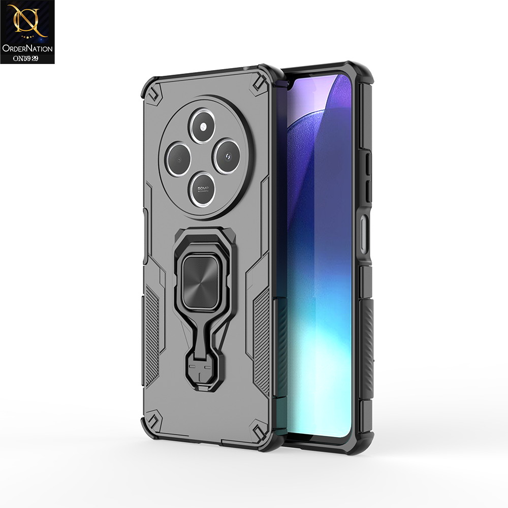 Xiaomi Redmi 14C Cover - Black - New High Grade Quality Armor Case With Metal Ring And KickStand