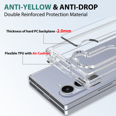 Samsung Galaxy Z Fold 6 Cover - Transparent - ONation Crystal Series - Premium Quality Clear Case No Yellowing Back With Smart Shockproof Cushions