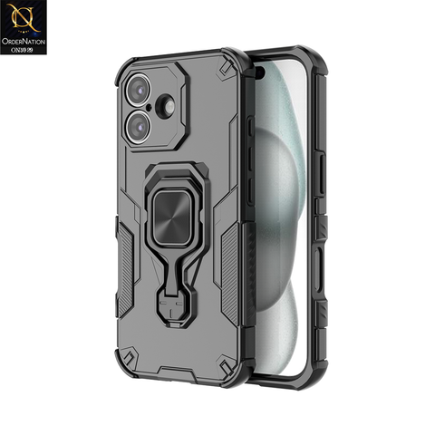 iPhone 17 Cover - Black - New High Grade Quality Armor Case With Metal Ring And KickStand