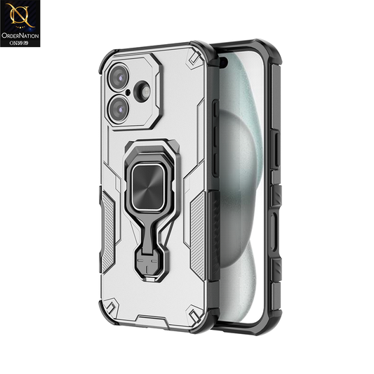 iPhone 17 Cover - Gray - New High Grade Quality Armor Case With Metal Ring And KickStand