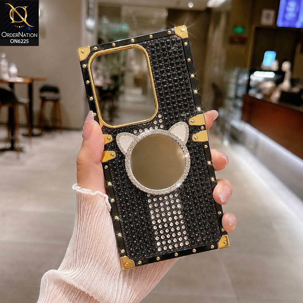Vivo Y29 4G Cover - Black - New Glamorous Bling Phone Cover with Crystal Animal Design Ring Holder