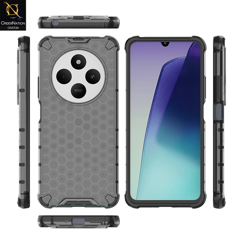 Xiaomi Redmi A4 Cover - Black - Airbag Shockproof Hybrid Honeycomb Transparent Case