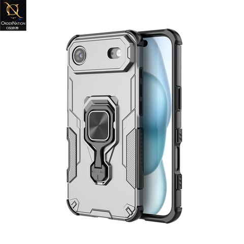 iPhone 17 Air Cover - Gray - New High Grade Quality Armor Case With Metal Ring And KickStand