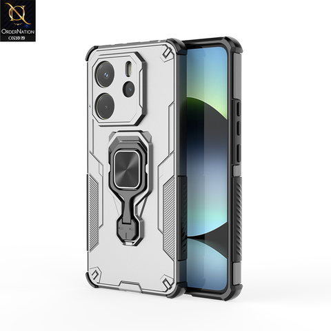 Xiaomi Redmi Note 14 4G Cover - Gray - New High Grade Quality Armor Case With Metal Ring And KickStand