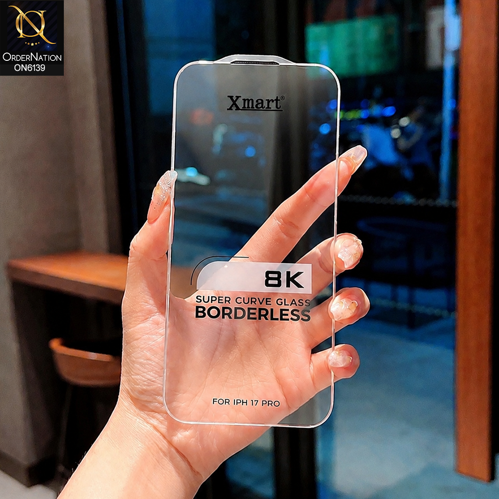 iPhone 17 Pro Protector - Transparent - Xmart 8K Tempered Glass Anti Static Screen Protector With Curved Clear Screen Film