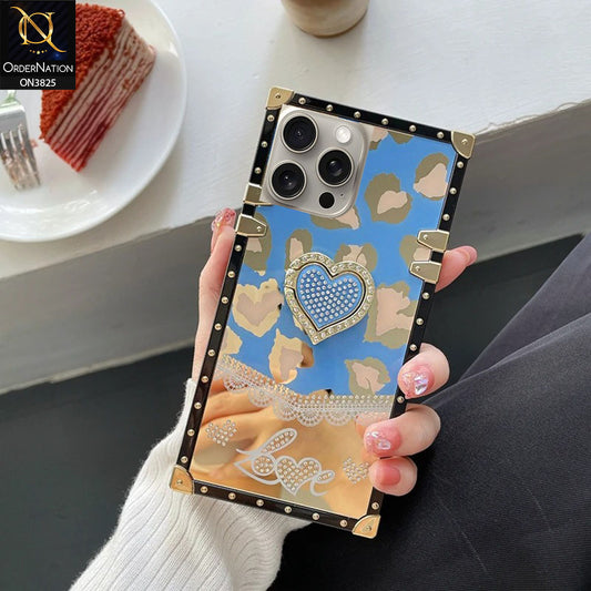 iPhone 15 Pro Max Cover - Design4 -Heart Bling Diamond Glitter Soft TPU Trunk Case With Ring Holder