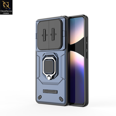 Xiaomi Redmi Note 14 Pro 4G Cover - Blue - New High Grade Quality Armor Case With Metal Ring And Kickstand And Sliding Camera Protection