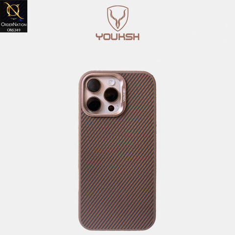 iPhone 16 Pro Cover - Brown - Youksh Carbon Fiber Soft Borders Case