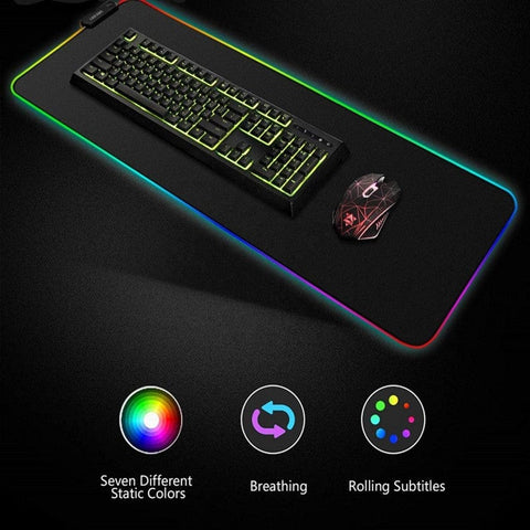 RGB Mousepad - Large Extended Soft Led Mouse Pad with 10 Lighting Modes -  Aesthetically Pleasing - Best For Gaming - 800 x 300mm/31.5×11.8 inches