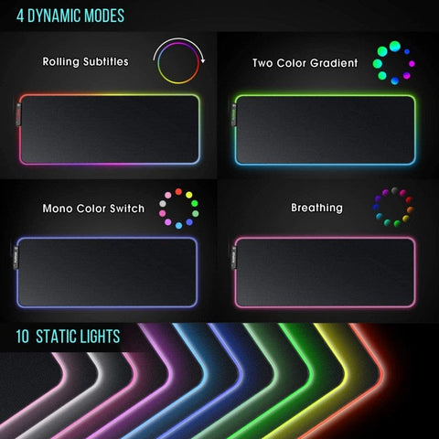 RGB Mousepad - Large Extended Soft Led Mouse Pad with 10 Lighting Modes -  Aesthetically Pleasing - Best For Gaming - 800 x 300mm/31.5×11.8 inches