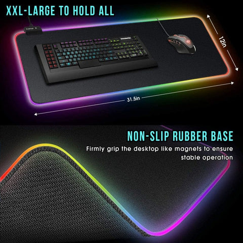 RGB Mousepad - Large Extended Soft Led Mouse Pad with 10 Lighting Modes -  Aesthetically Pleasing - Best For Gaming - 800 x 300mm/31.5×11.8 inches