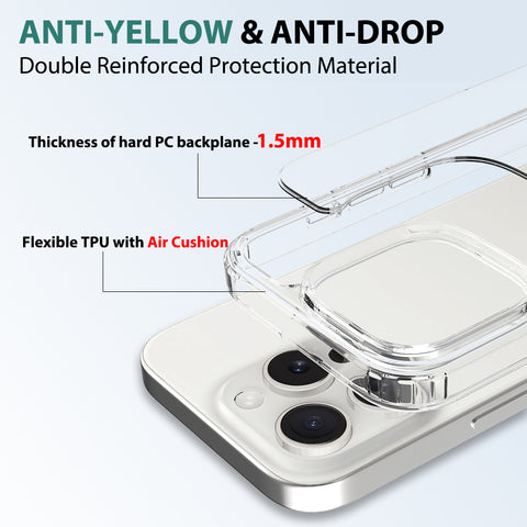 iPhone 16 Pro Cover - Transparent - ONation Crystal Series - Premium Quality Clear Case No Yellowing Back With Smart Shockproof Cushions