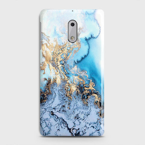 Nokia 6 - Trendy Golden & Blue Ocean Marble Printed Hard Case with Life Time Colors Guarantee