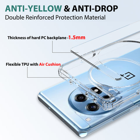 OnePlus Ace 3 Cover  - ONation Crystal Series - Premium Quality Clear Case No Yellowing Back With Smart Shockproof Cushions
