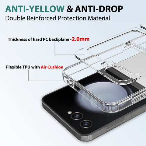 Samsung Galaxy Z Flip 6 Cover - Transparent - ONation Crystal Series - Premium Quality Clear Case No Yellowing Back With Smart Shockproof Cushions