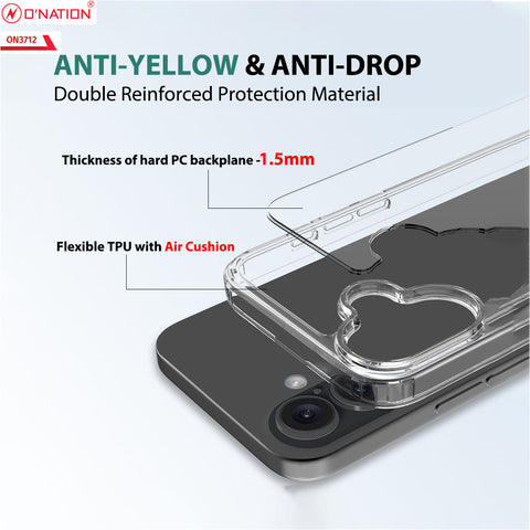 iPhone 16 Plus Cover - Transparent - ONation Crystal Series - Premium Quality Clear Case No Yellowing Back With Smart Shockproof Cushions