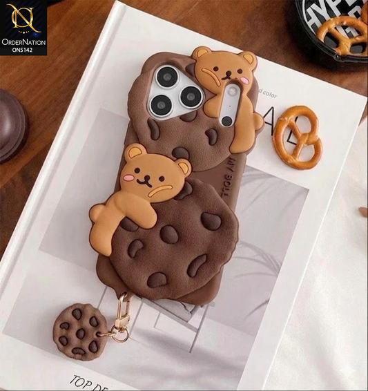 iPhone 17 Pro Cover - Brown - 3D Cartoon Kawaii Cookie Soft Silicon Case