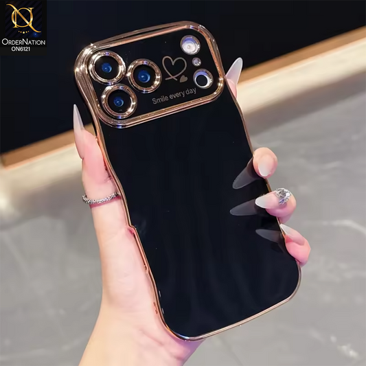 iPhone 17 Pro Max Cover - Black - Luxury Electroplated Heart Design Glossy Shockproof Phone Case with Camera Lens Protection