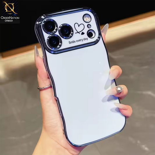iPhone 17 Pro Max Cover - Blue - Luxury Electroplated Heart Design Glossy Shockproof Phone Case with Camera Lens Protection
