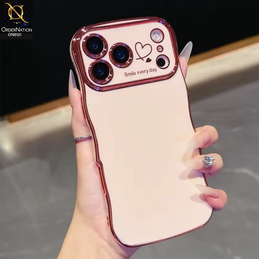 iPhone 17 Pro Max Cover - Light Pink - Luxury Electroplated Heart Design Glossy Shockproof Phone Case with Camera Lens Protection