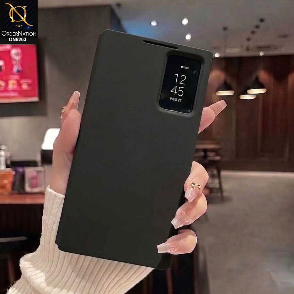 Samsung Galaxy Z Fold 8 Ultra Cover - Black - New Business Style Leather Flip Cover Case with Transparent View Window