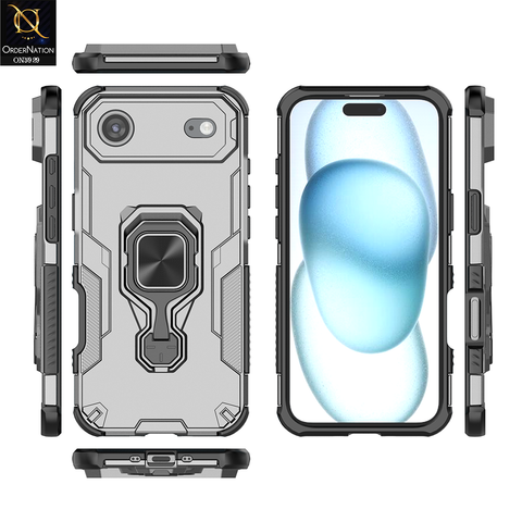 iPhone 17 Air Cover - Gray - New High Grade Quality Armor Case With Metal Ring And KickStand