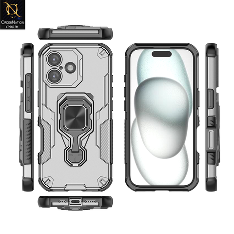 iPhone 17 Cover - Gray - New High Grade Quality Armor Case With Metal Ring And KickStand