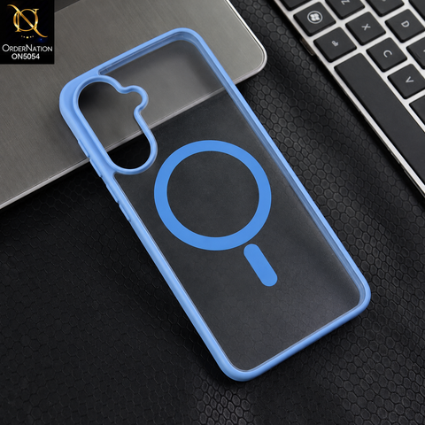 Samsung Galaxy A17 - Sierra Blue - New Clear Transparent Back Magnetic Candy Color Soft Borders Case