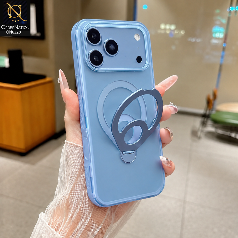 iPhone 18 Pro Max Cover - Blue - Premium Clear Phone Case with Built-In Adjustable 360° Rotating Ring Holder, Kickstand & Shockproof Protective Back Cover for Smartphones