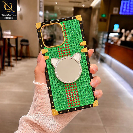 iPhone 16 Pro Max Cover -  Green - New Glamorous Bling Phone Cover with Crystal Animal Design Ring Holder