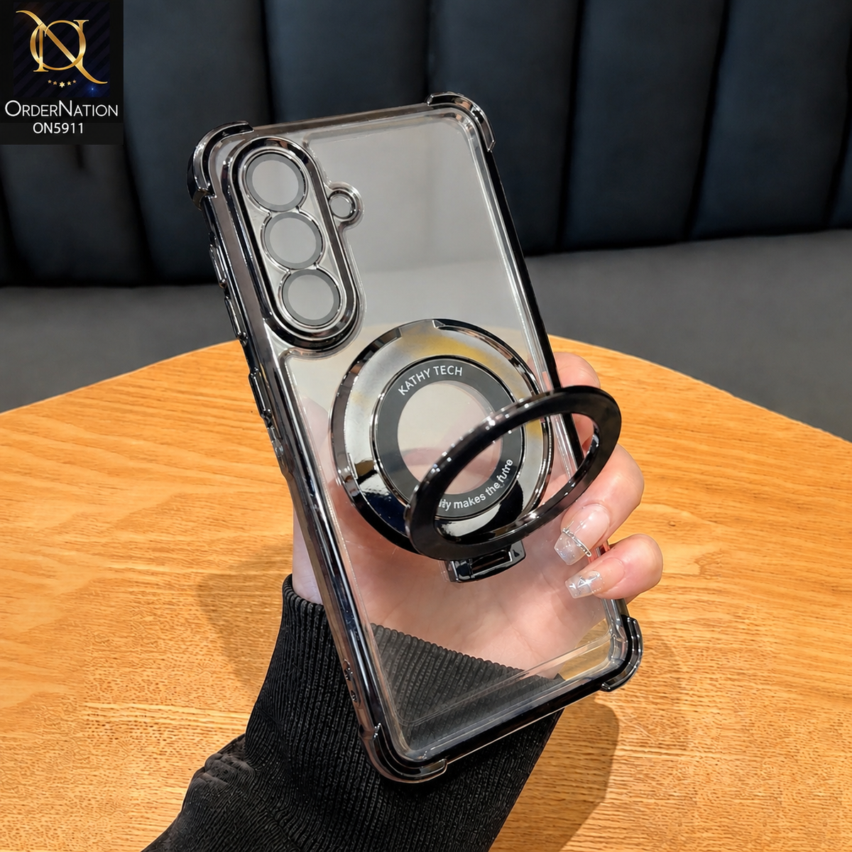 Samsung Galaxy A57 Cover - Black - New Premnium Quality Clear Electroplated Stand Protective Case