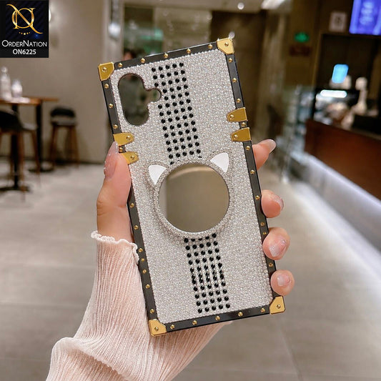 Infinix Smart 10 Cover - White - New Glamorous Bling Phone Cover with Crystal Animal Design Ring Holder