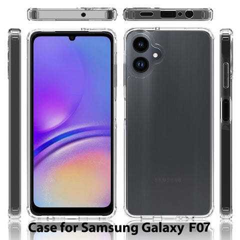 Samsung Galaxy F07 Cover - Transparent - ONation Crystal Series - Premium Quality Clear Case No Yellowing Back With Smart Shockproof Cushions
