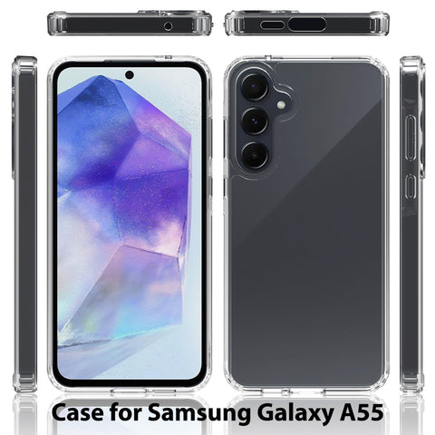 Samsung Galaxy A55 Cover - Transparent - ONation Crystal Series - Premium Quality Clear Case No Yellowing Back With Smart Shockproof Cushions