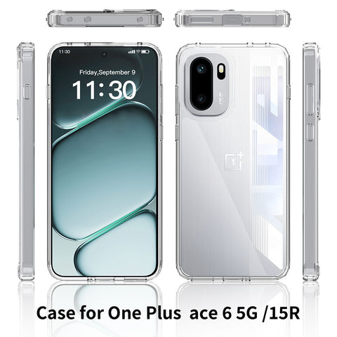 Oneplus Ace 6 Cover  - ONation Crystal Series - Premium Quality Clear Case No Yellowing Back With Smart Shockproof Cushions