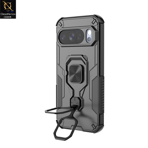 Google Pixel 10 Pro Cover - Black - Airbag Shockproof Hybrid Armor Honeycomb Black Case