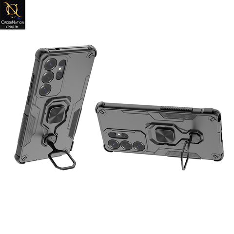 Samsung Galaxy S25 Ultra Cover - Black - New High Grade Quality Armor Case With Metal Ring And KickStand