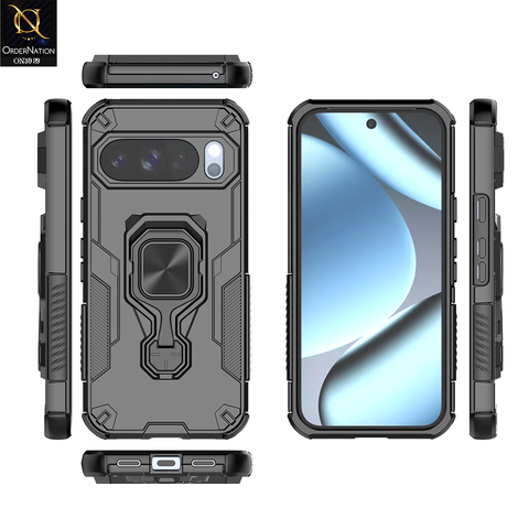 Google Pixel 10 Pro Cover - Black - Airbag Shockproof Hybrid Armor Honeycomb Black Case
