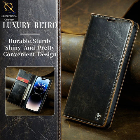 Samsung Galaxy A12 Nacho Cover - Brown - CaseMe Classic Leather Flip Book Card Slot Case