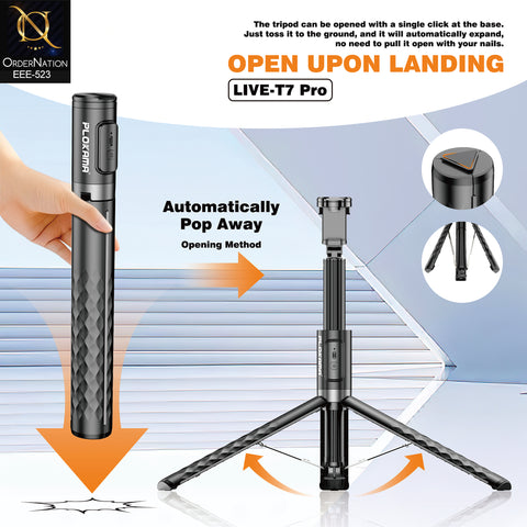 Plokama Live-T7 Pro 170cm LED Selfie Stick with Remote Control, Adjustable Fill Light, 360° Rotation & Tripod Stand