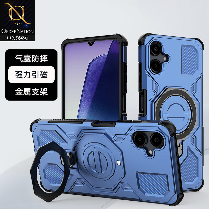 Samsung Galaxy A06 Cover - Blue -  MagSafe Compatible Case with Kickstand Ring Holder TPU Shockproof