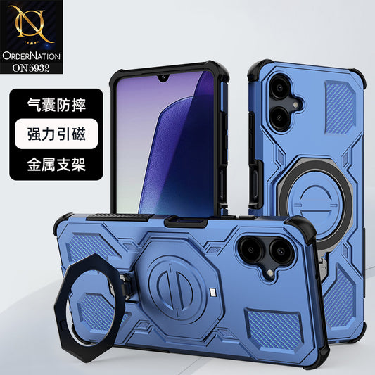 Samsung Galaxy A06 Cover - Blue -  MagSafe Compatible Case with Kickstand Ring Holder TPU Shockproof