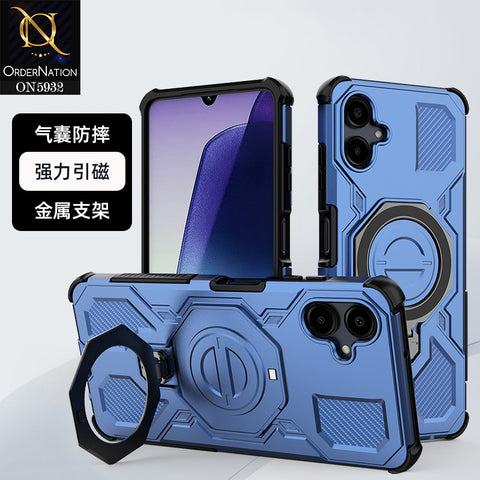 Samsung Galaxy A06 Cover - Blue -  MagSafe Compatible Case with Kickstand Ring Holder TPU Shockproof