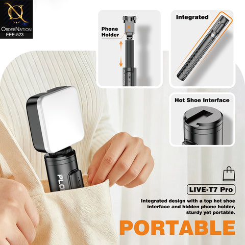Plokama Live-T7 Pro 170cm LED Selfie Stick with Remote Control, Adjustable Fill Light, 360° Rotation & Tripod Stand