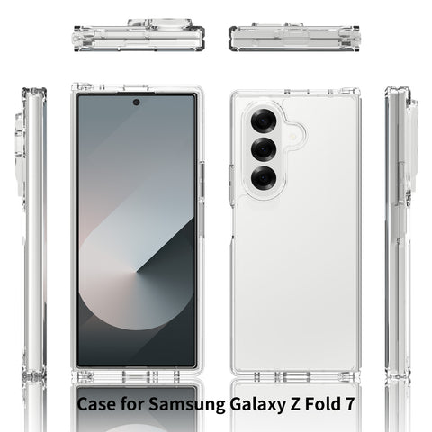 Samsung Galaxy Z Fold 7 Cover - Transparent - ONation Crystal Series - Premium Quality Clear Case No Yellowing Back With Smart Shockproof Cushions